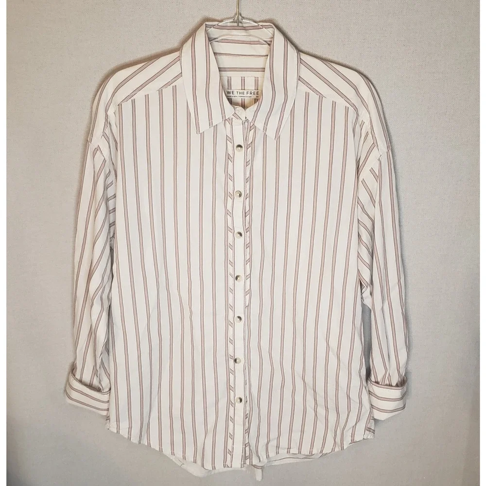 Free People women's‎ Striped Button-Up Oversized XS 